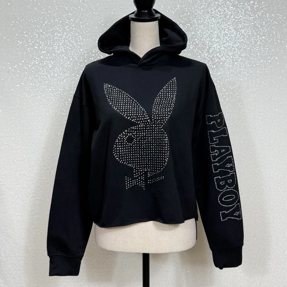 PLAYBOY Black Hoodie with Silver Accents - Picture 9 of 10